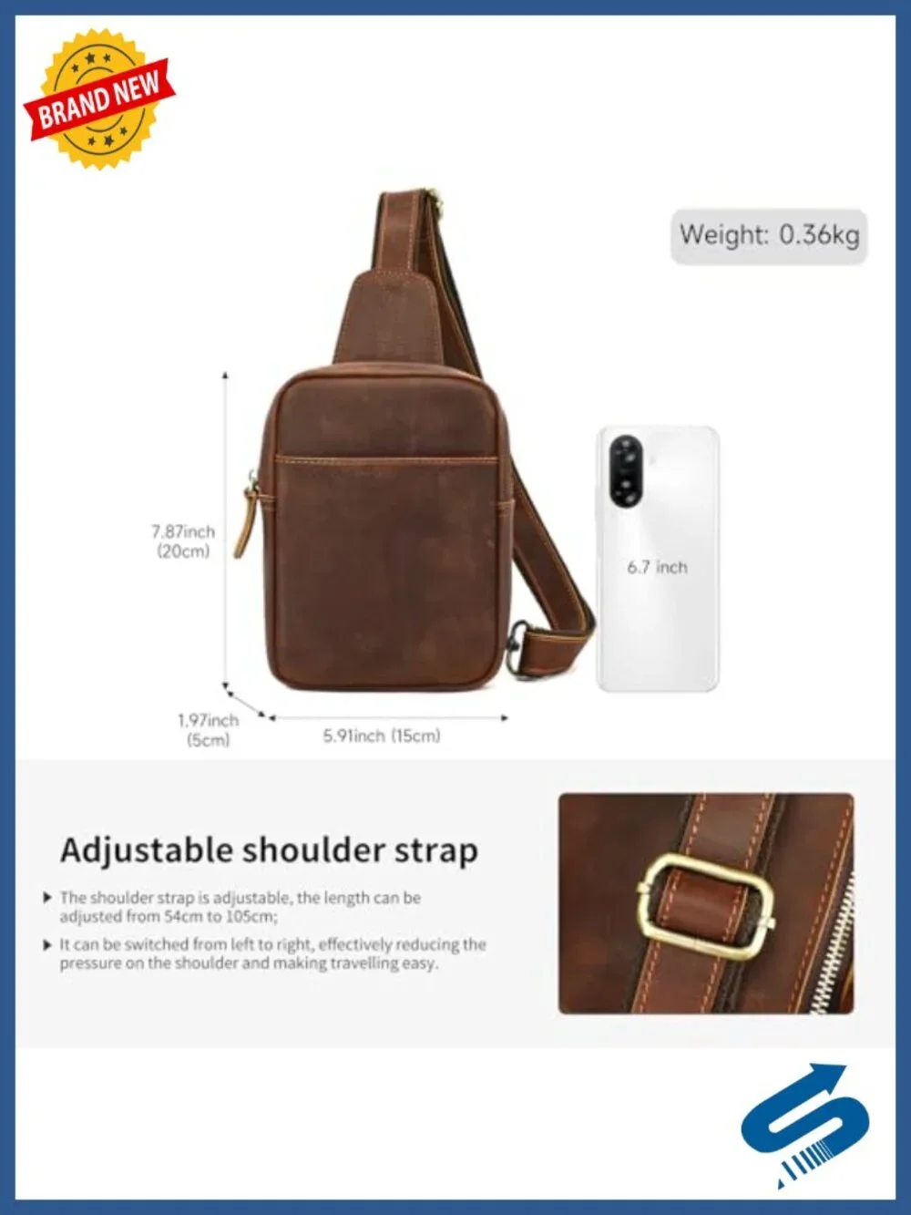 Genuine Leather Sling Bag Crossbody Purse Vintage Small Messenger Shoulder